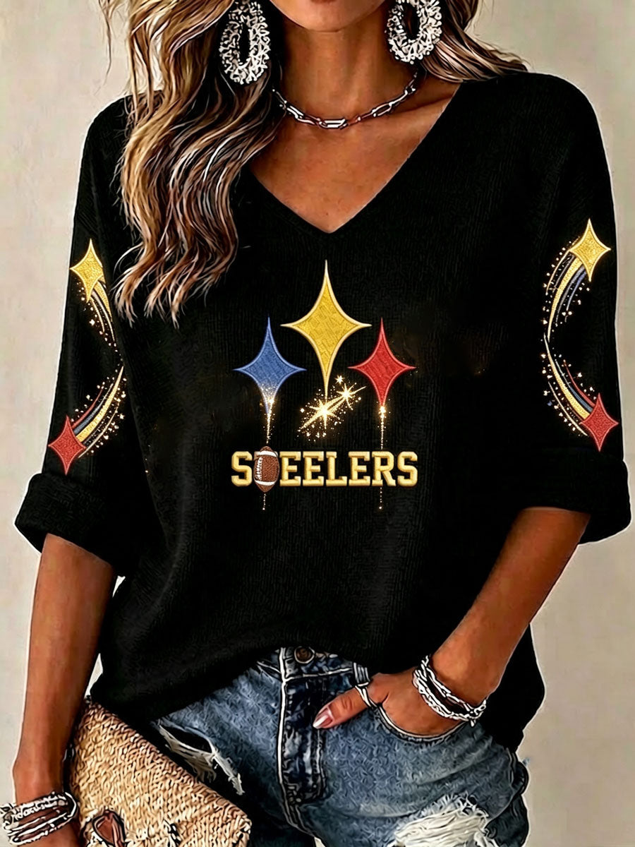 Women'S Football Print Waffle  Top