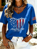 Women's Casual 250th Anniversary Independence Day Printed T-shirt