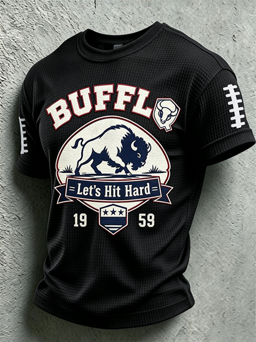 Men'S Football Let'S Hit It Hard Waffle T-Shirt