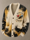 Men'S Casual Football Printed Cardigan