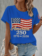 Women'S America Flag Printed Casual T-Shirt