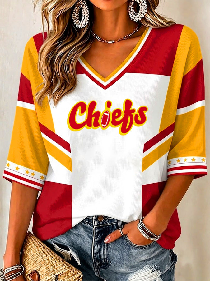 Women'S Casual Rugby Enthusiasts Waffle Top