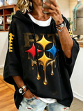 Women'S Retro Rugby Printed Hoodie