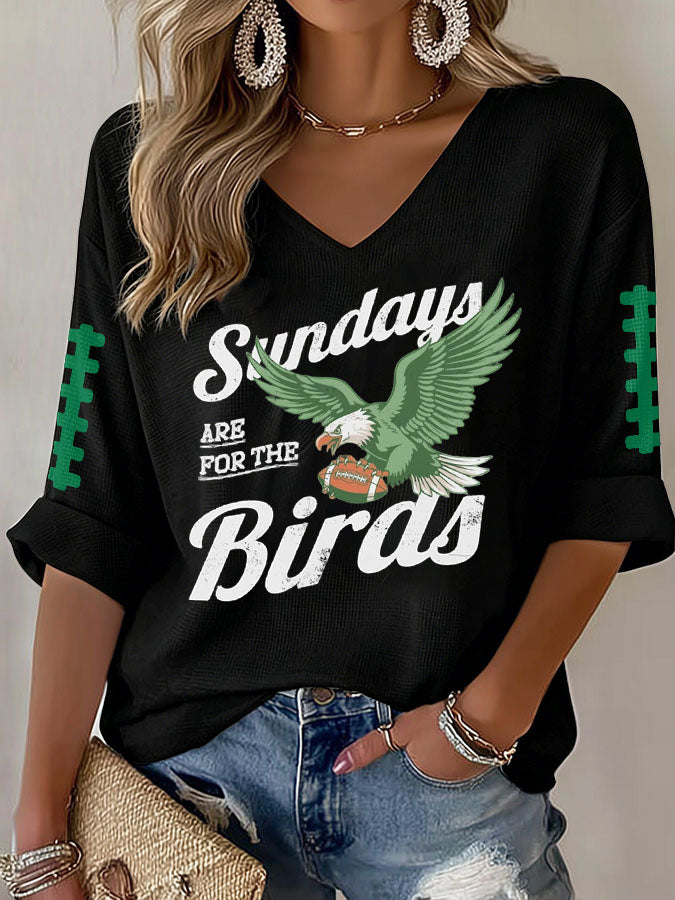 Women'S Football  Print Waffle  Top