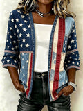 Women'S Casual Loose Independence Day Patriotic Cardigan