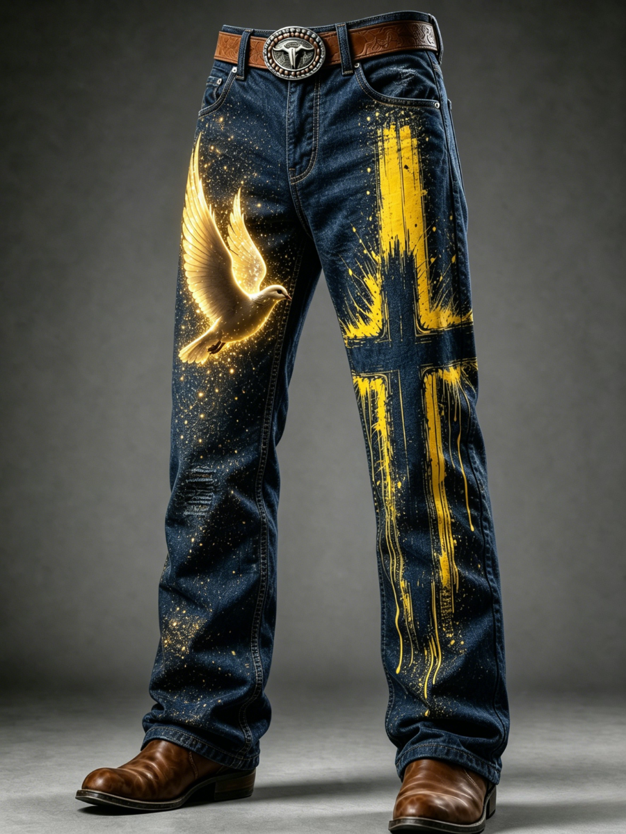 Men's Faith Printed Casual Jeans