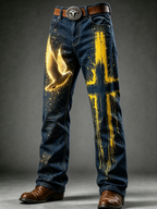 Men's Faith Printed Casual Jeans
