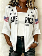 1776 Independence Day Women's Flag Printed Casual Cardigan