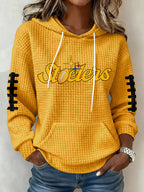 Women's Casual Football Printed Waffle Hoodie