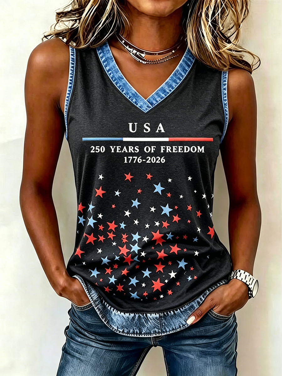 250Th Anniversary Embroidered Printed V-Neck Tank Top In The United States