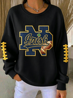 Women'S Embroidered Printed Round Neck Rugby Top