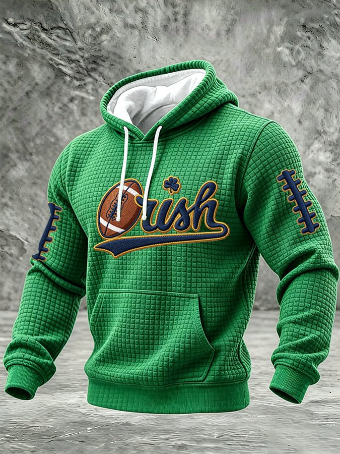 Men's College Rugby Team Printed Waffle Casual Hoodie
