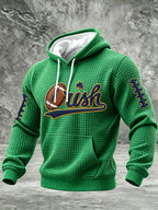 Men's College Rugby Team Printed Waffle Casual Hoodie