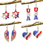 Women'S Independence Day 250Th Anniversary Celebration Flag Earrings Love Pentagram Alloy Drip Oil Pendant Earrings