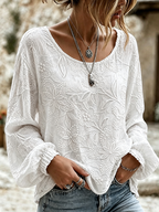 Women'S Plant Flower Printed Cotton And Linen Shirt