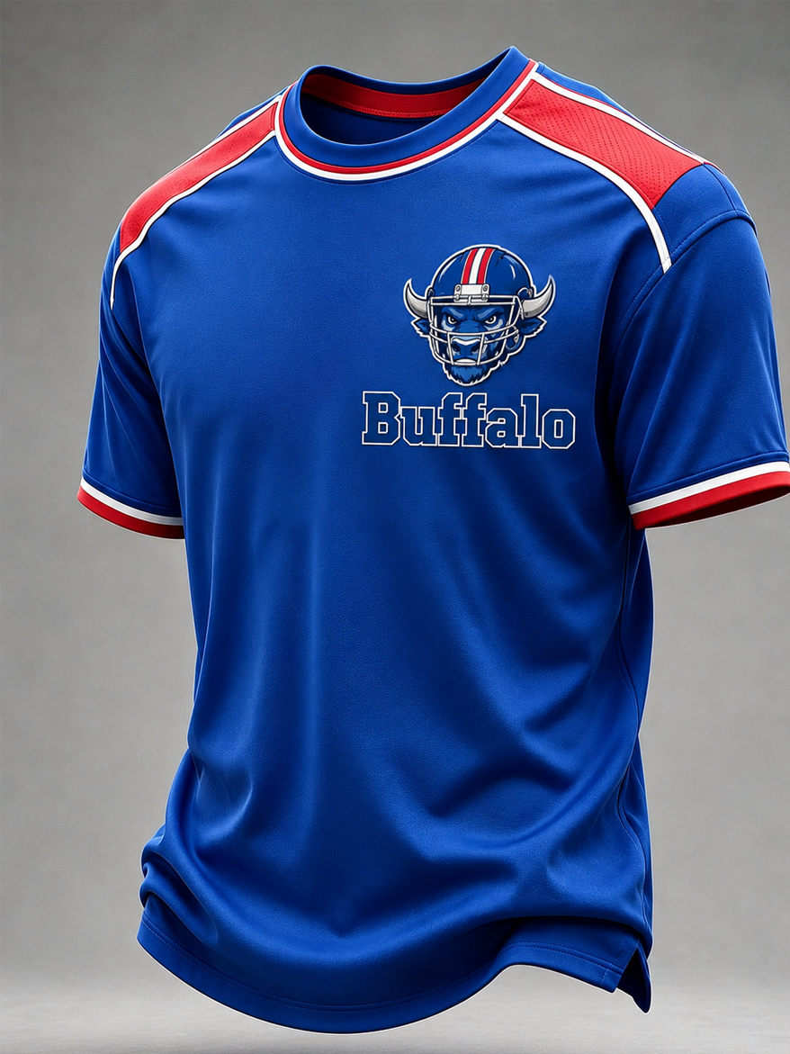 Men's football printed short sleeved T-shirt