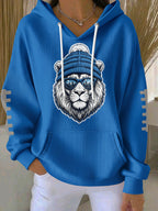 Women'S Football Print Hooded Sweatshirt