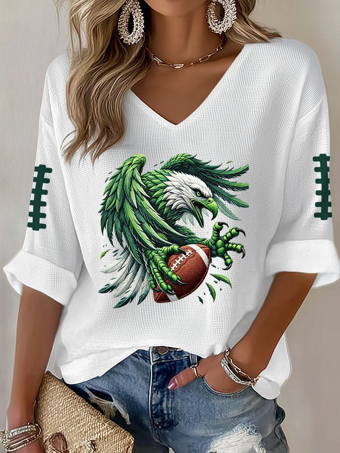 Women'S Football Printed Waffle T-Shirt