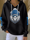 Women'S Football Print Hooded Sweatshirt