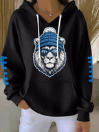 Women'S Football Print Hooded Sweatshirt
