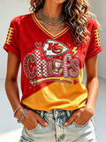 Women'S Retro Rugby Printed Casual T-Shirt