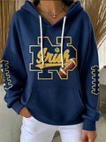 Women'S Rugby Printed Hooded Sweatshirt