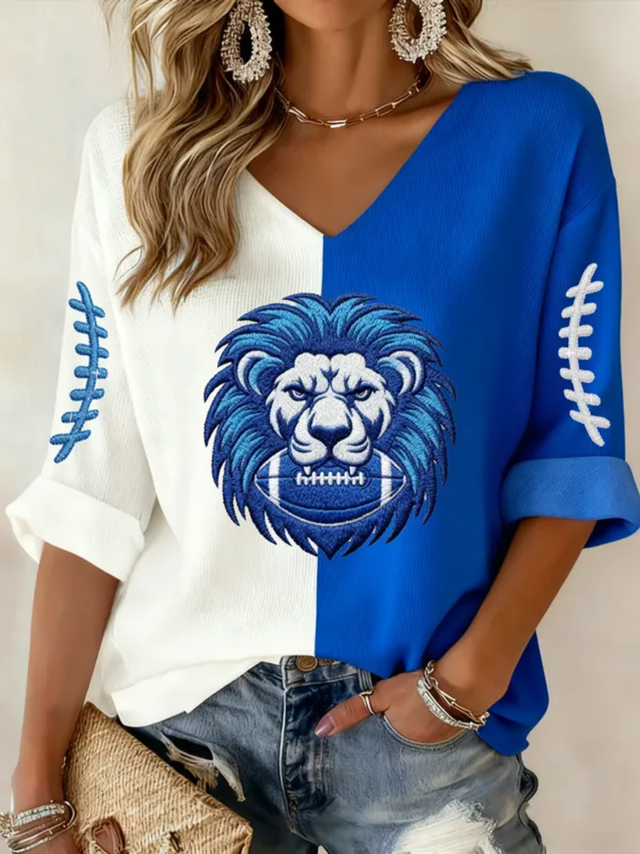 Women'S Football  Print Waffle  Top