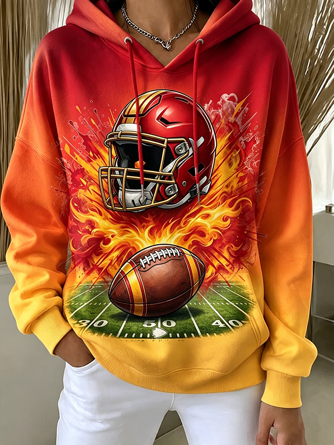 Women'S Football Print Casual Sweatshirt
