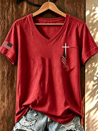 Women's Flag Cross Print T-Shirt