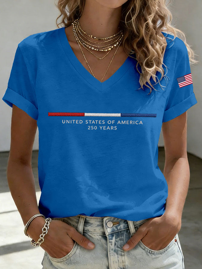 Women'S America Flag Print Casual T-Shirt