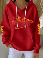 Women'S Football Print Hooded Sweatshirt