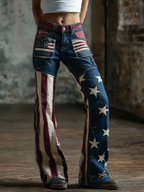 Women'S Retro Flower 250Th Anniversary Commemorative Casual Jeans