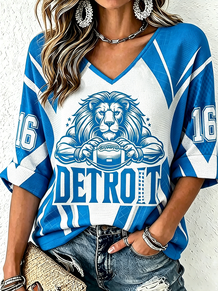 Women'S Football  Print Waffle  Top