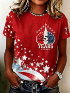 Women's Casual USA 250th Celebration Print Short Sleeve T-shirt
