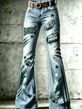Women's Football Printed Denim Pants