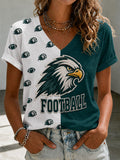 Women'S American Football Printed V-Neck Top