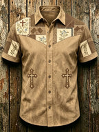 Men'S Western Style Ethnic Print Cross Shirt