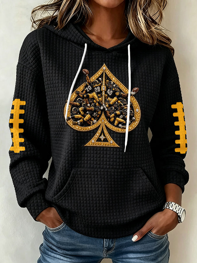Women'S Football Print Hooded Sweatshirt