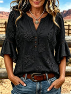 Women's Casual Printed Hollow Top