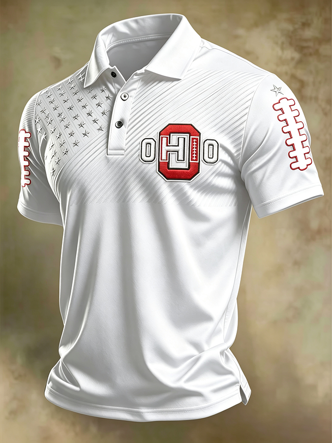 Men'S Retro Rugby Collar Polo T-Shirt