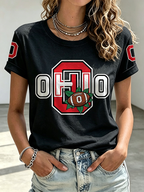 Ladies' Rugby Printed Round Neck T-Shirt