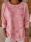 Women's Breast Cancer Awareness Print Waffle-Knit Shirt