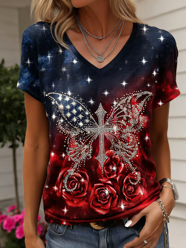 Women's Vintage Faith American Founding 250th Anniversary Short-Sleeved T-Shirt