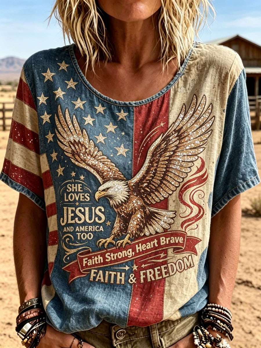 Vintage Eagle & Faith Art Women's T-Shirt