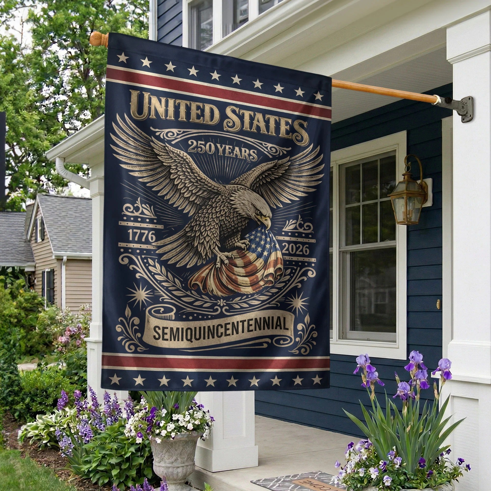 America 250Th Anniversary 1776–2026 House Flag – Patriotic Eagle USA