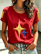 Women's Sports Gradient Football Round Neck T-Shirt