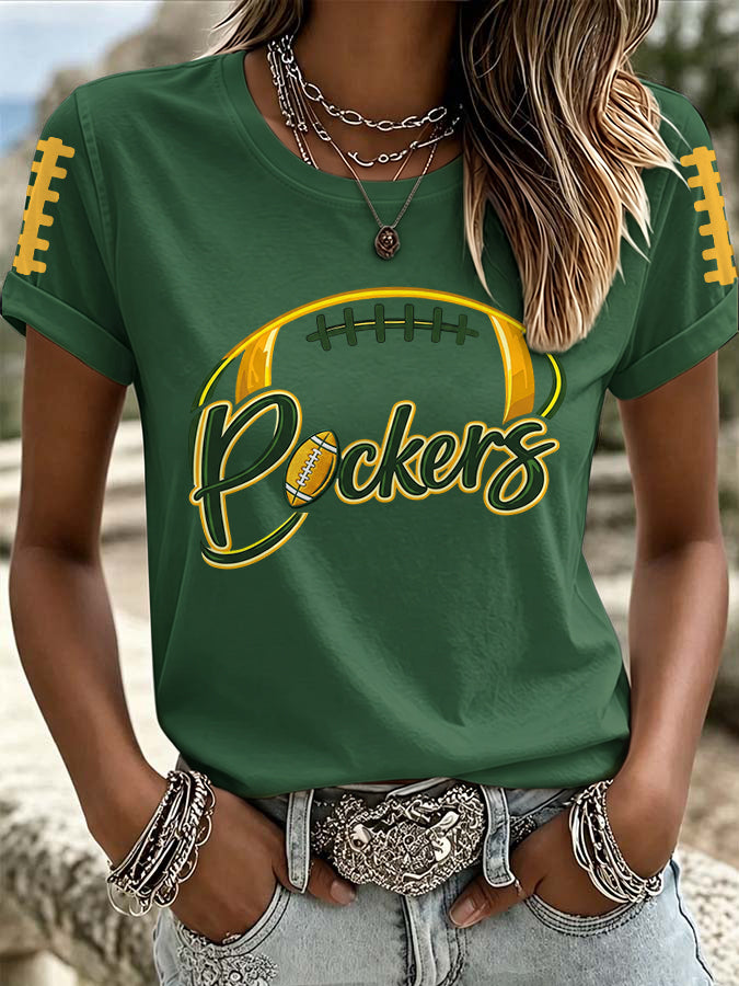Women'S Retro Football Printed T-Shirt