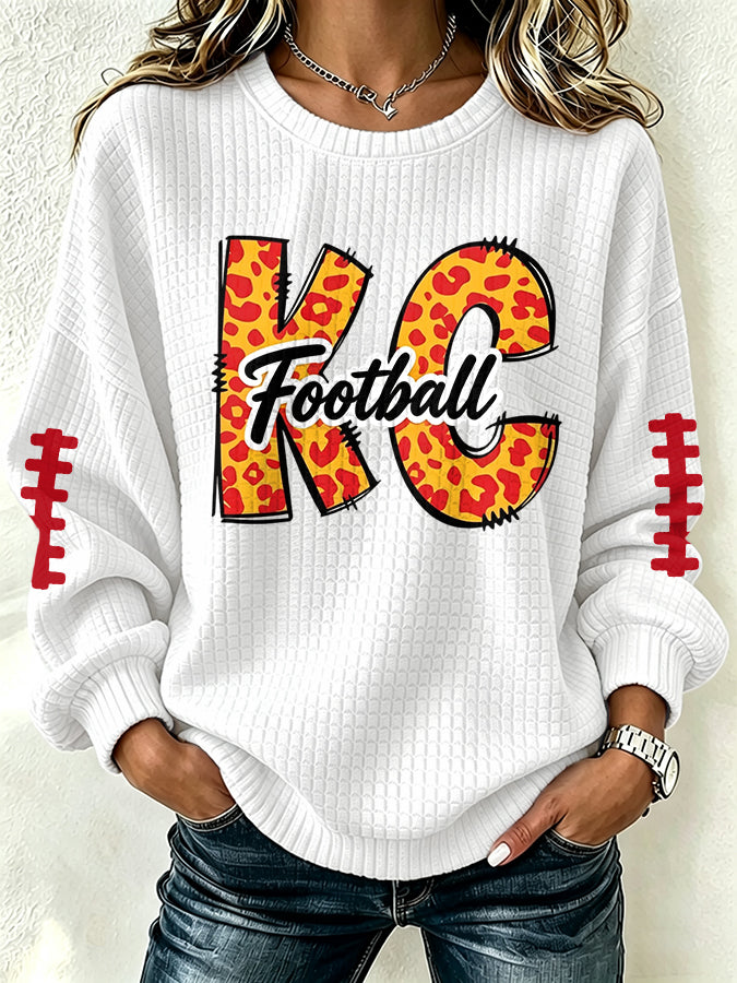 Women'S Football Print Checkered Sweatshirt