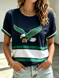 Women's Football Printed Vintage Fashion Print T-shirt