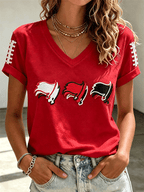 Women's Football Supporters Love V-Neck T-Shirts